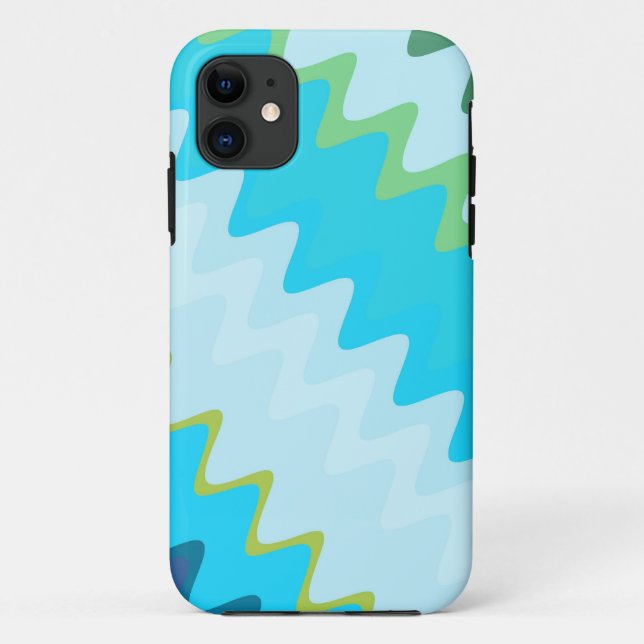 Aqua Green Wavy Stripes Muster Case-Mate iPhone Hülle (Rückseite)