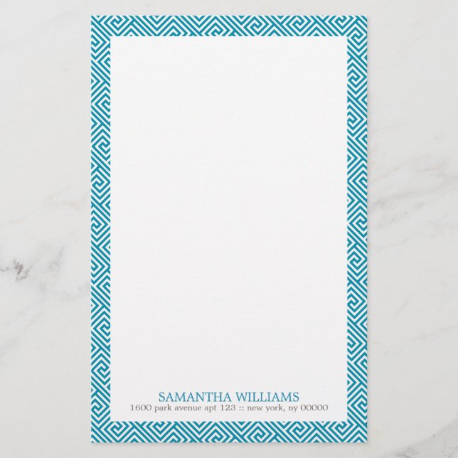 Aqua Gria Key Pattern Briefpapier (Vorderseite)