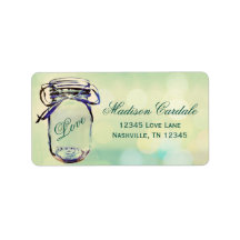Aqua-Grün-Mason-Glas-Hochzeit-Rücksende-Adressetik