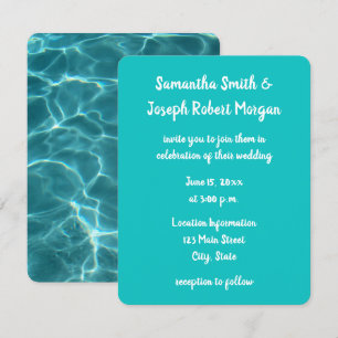 Aqua Grün Schwimmbad Foto Hochzeit Einladung