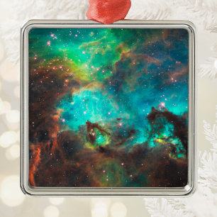 Aqua-Grün-Sternenhaufen Himmelsbild Ornament Aus Metall