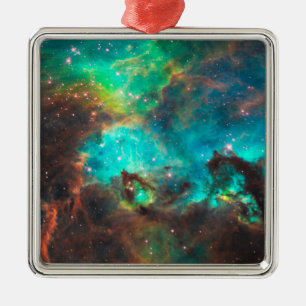 Aqua-Grün-Sternenhaufen Himmelsbild Ornament Aus Metall