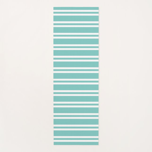 Aqua grün und weiß gestreift yogamatte (Vorderseite)