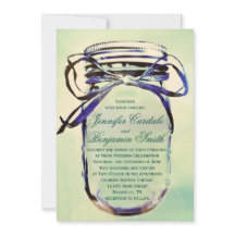Aqua-grüne rustikale Mason-Jar-Hochzeitseinladunge