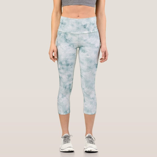 Aqua Grunge Capri Leggings (Vorderseite)