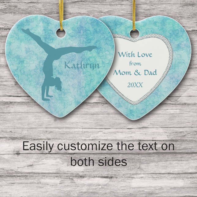 Aqua Gymnast auf Aquamarinem Muster Keramikornament (Von Creator hochgeladen)