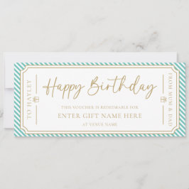 Aqua Happy Birthday Gift Voucher Card Einladung