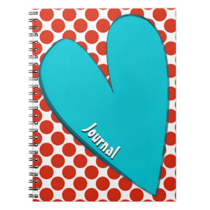 Aqua Heart Retro Art Persönliches Tagebuch Notizbu
