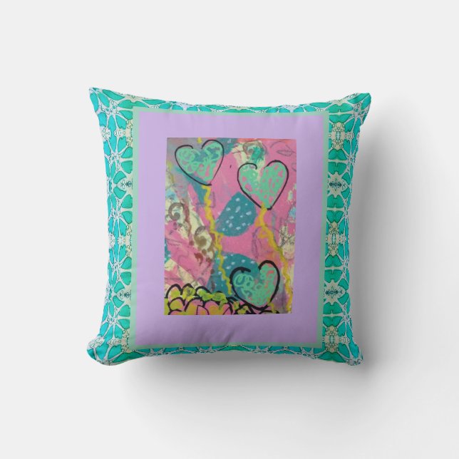 Aqua Hearts Kissen (Vorderseite)
