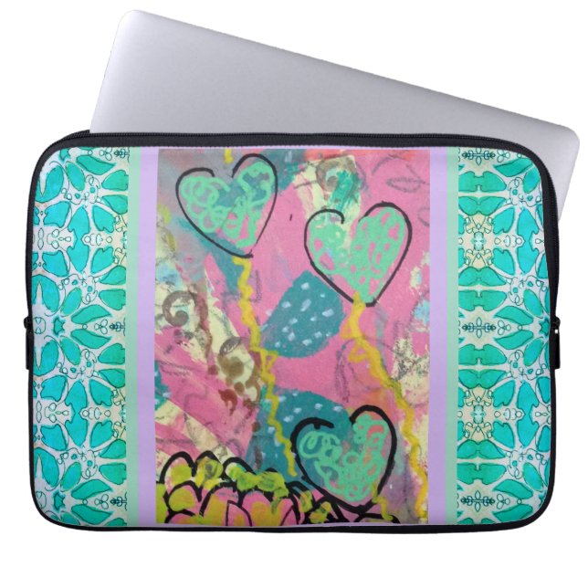 Aqua Hearts Laptopschutzhülle (Vorderseite)