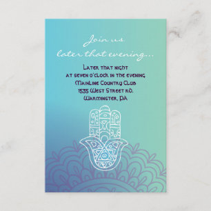 Aqua HEMSA HAND GOD Bat Mitzvah Party Card Einladung