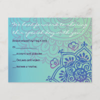 Aqua HEMSA HAND OF GOD Bat Mitzvah Reply Card