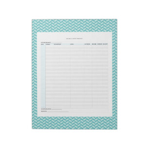 Aqua Herringbone Income & Expense Tracker Notizblock