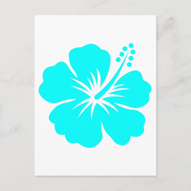 Aqua Hibiskus Blume Design Postkarte (Vorderseite)