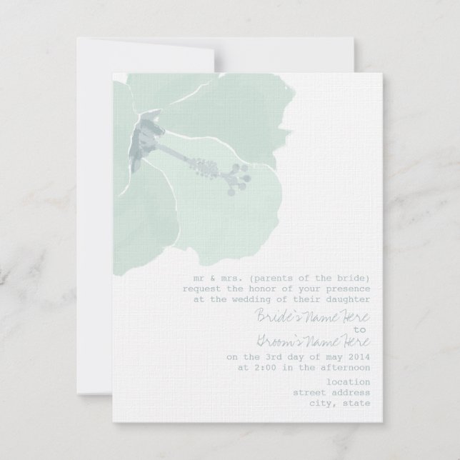 Aqua Hibiskus Blume Tropical Beach Hochzeit Einladung (Vorderseite)