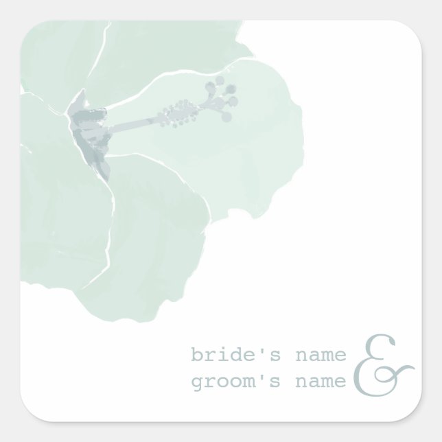 Aqua Hibiskus Blume Wedding Sticker (Vorderseite)