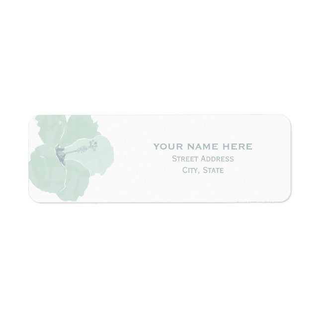 Aqua Hibiskus Tropical Wedding Address Label (Vorne)