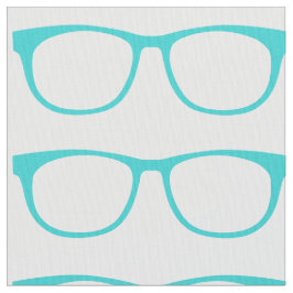 Aqua Hipster Geek Glasses Fabric Stoff
