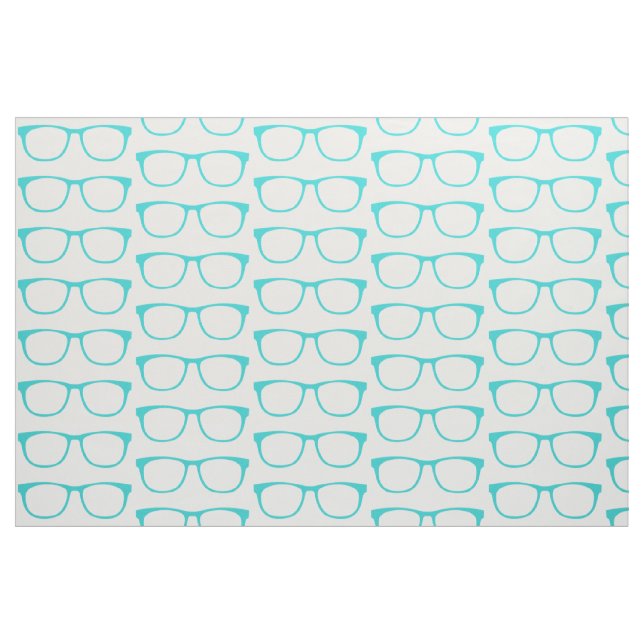 Aqua Hipster Geek Glasses Fabric Stoff (Fat Quarter (45,7 x 55,9 cm))
