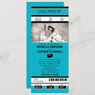 Aqua Hockey Ticket Hochzeit Einladung