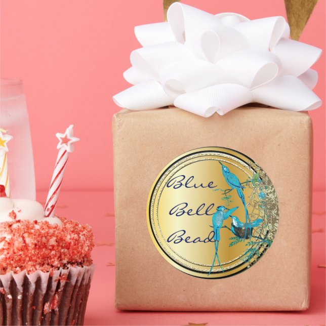 Aqua Hummingbird Swirl Runder Aufkleber (Party)