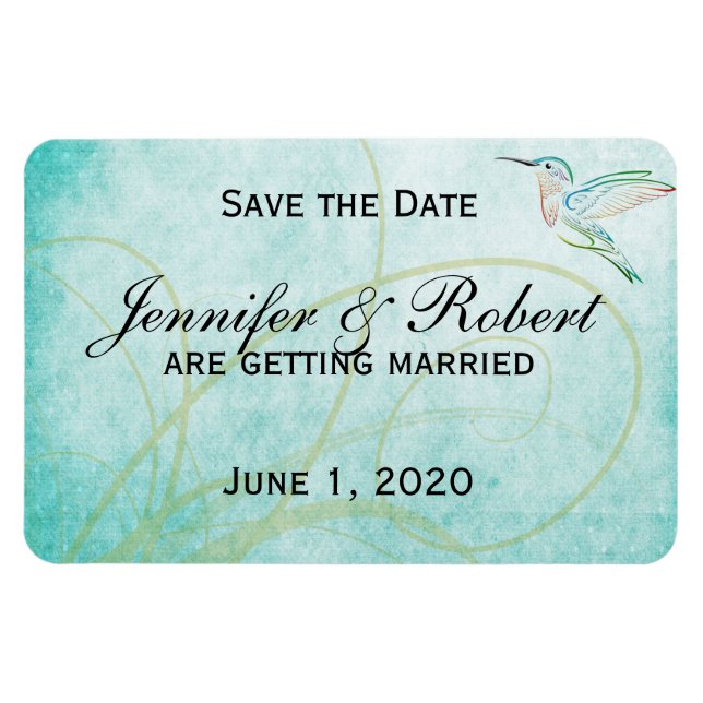 Aqua Hummingbird Wasserfarbe Save the Date Magnet (Horizontal)