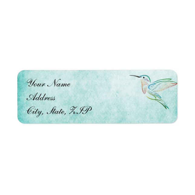 Aqua Hummingbird Watercolor Wedding Labels (Vorne)