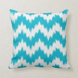 Aqua Ikat Zickzack Kissen