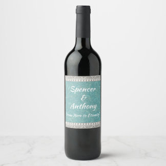 Aqua Imitate Texture Wine Label Weinetikett