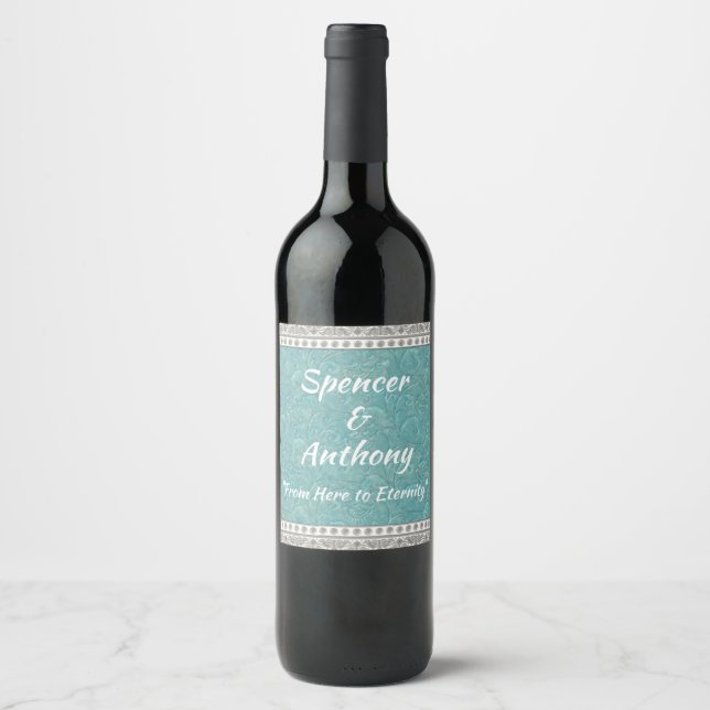 Aqua Imitate Texture Wine Label Weinetikett (Vorderseite)