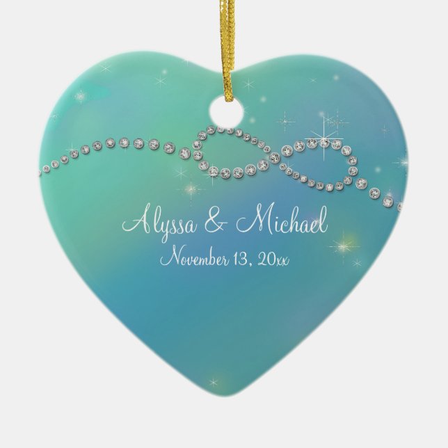 Aqua Infinity Symbol Signing Unendliche Liebe Twin Keramikornament (Vorne)