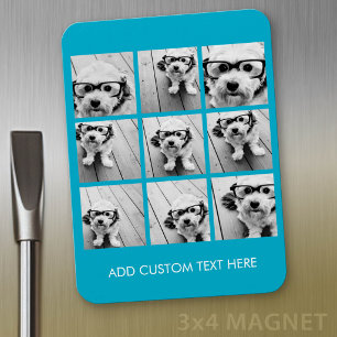 Aqua Instagram FotoCollage mit 9 quadratischen Fot Magnet