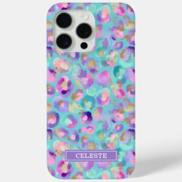 Aqua Iridescent Leopard Print Monogrammed Case-Mate iPhone Hülle