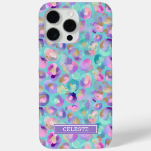 Aqua-Irideszenz-Leopardenprint monogrammiert Case-Mate iPhone Hülle
