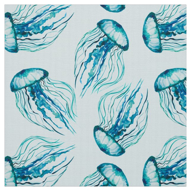 Aqua Jellyfish Aquarellmuster Stoff (Muster)