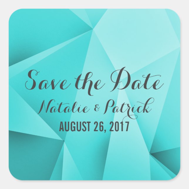Aqua Jewel Tones Save the Date Stickers (Vorderseite)