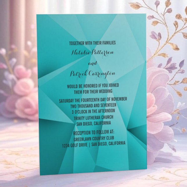 Aqua Jewel Tones Wedding Einladung (Aqua Jewel Tones Wedding Invitation)