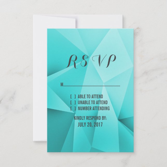 Aqua Jewel Tones Wedding RSVP Card Karte (Vorderseite)