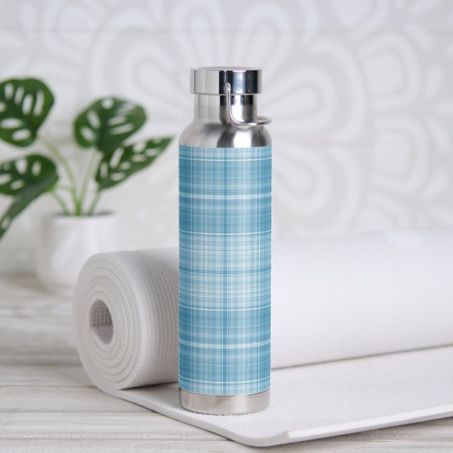 Aqua Kariert Pattern Trinkflasche (Yoga)