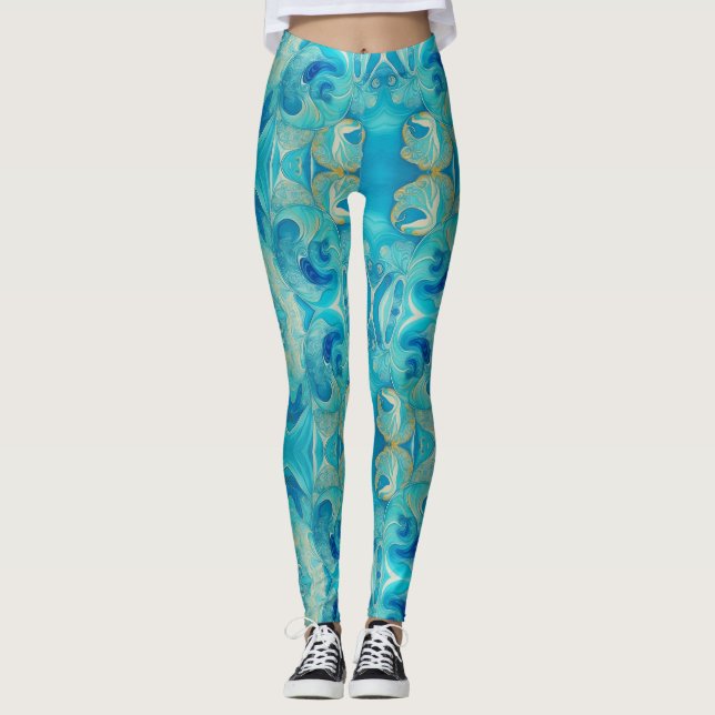 Aqua Kasih Wirbel Leggings (Vorderseite)