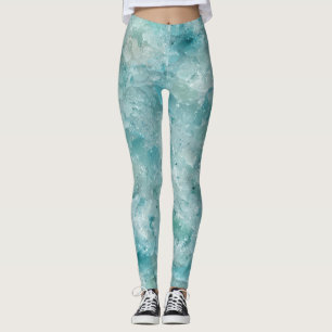 Aqua-Kristall-Geoden-Druck. Die Schönheit des Ozea Leggings