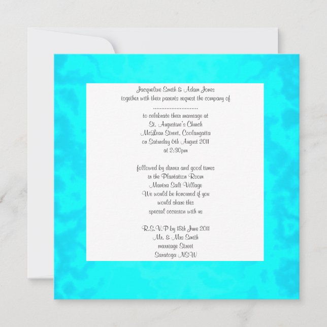Aqua Kristall Hochzeit Einladung 2 (Vorderseite)