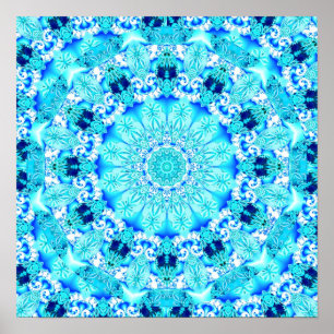 Aqua Lace, delikat, Abstrakt Mandala Poster