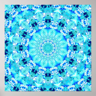 Aqua Lace, delikat, Abstrakt Mandala Poster