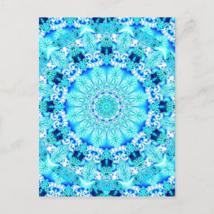 Aqua Lace, delikat, Abstrakt Mandala Postkarte