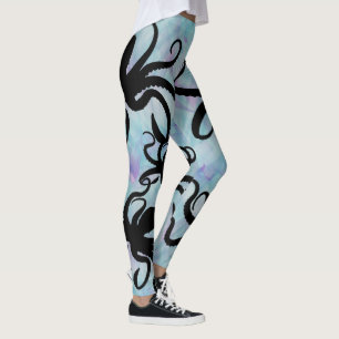 Aqua Lavendel-Oktopus-Silhouette-Leggings Leggings