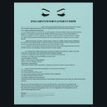 AQUA Leder EYELASH EXTENSION CONSENT FORMULAR Flyer<br><div class="desc">Eyelash Extensions Consent Formulare sind perfekt für Ihr Lash Extension Geschäft. Dieses moderne und ausgeklügelte Konsensformular bietet eine glamouröse, minimalistische Illustration der Wimpern einer Frau, einen Titel und einen Block, in dem Sie alle Ihre Einwilligungsinformationen auf einen Luxus mit einem gedruckten AQUAMARINE BLUE Lederhintergrund einfügen können. LEADER IST EIN DRUCKENDER...</div>