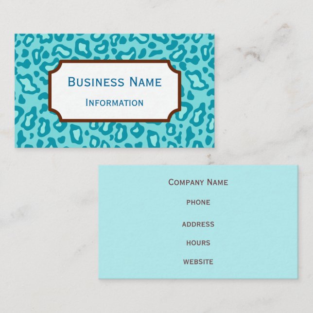 Aqua Leopard Muster Business Card Visitenkarte (Vorne/Hinten)