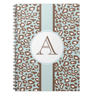 Aqua-Leoparden-Monogramm-Journal-Notizbuch-Geschen Notizblock