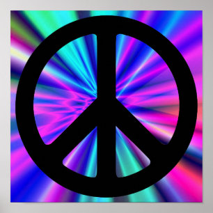 Aqua Light Show mit Peace Symbol Poster
